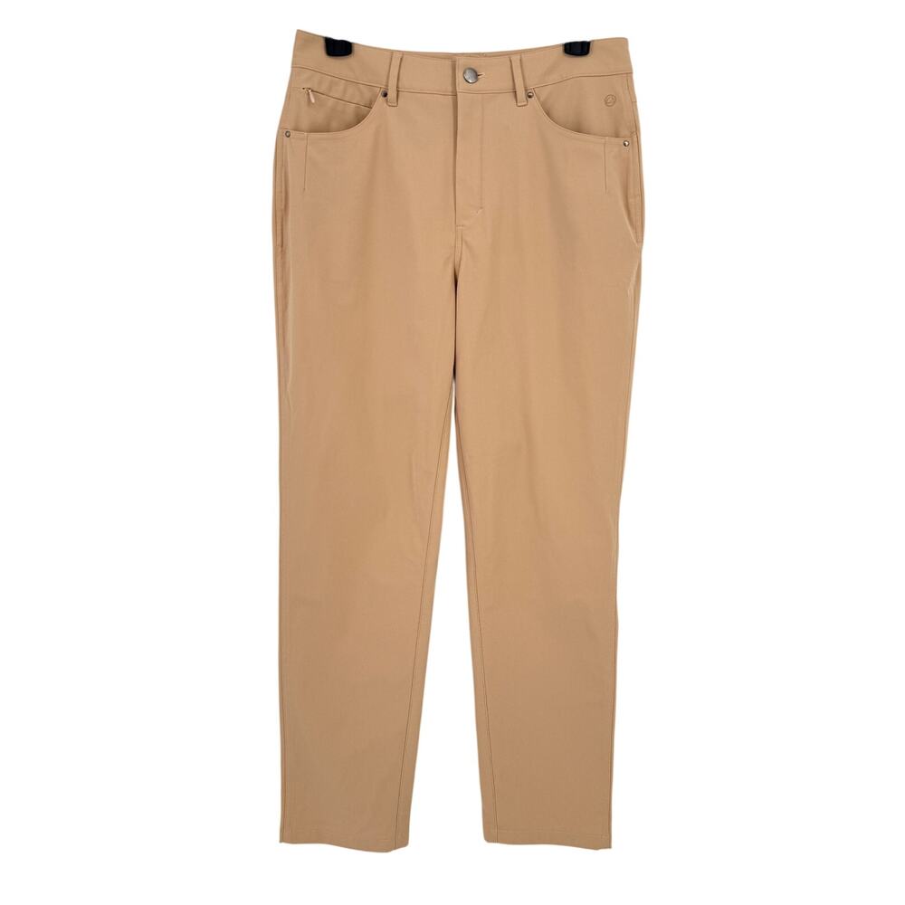 CRZ YOGA Khaki Beige Stretch 5 Pocket Ankle Pants Mens Sz 28 Short Golf Travel
